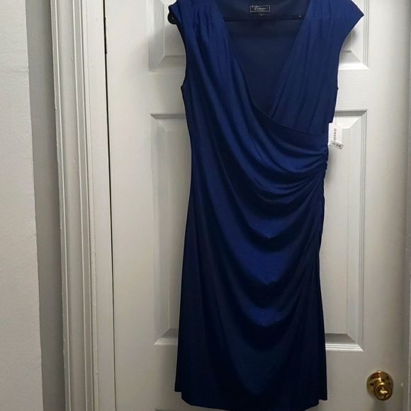 NWT Collection Dress Barn Wrap-Style Rauched Dress. Size 12. - Picture 1 of 6